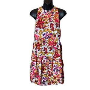 Natural life women’s large Halle floral halter dress vibrant tiered flawed